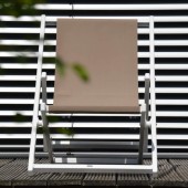 Jan Kurtz Deckchair Rimini Classic - Gestell Aluminium Weiß / Bezug Taupe